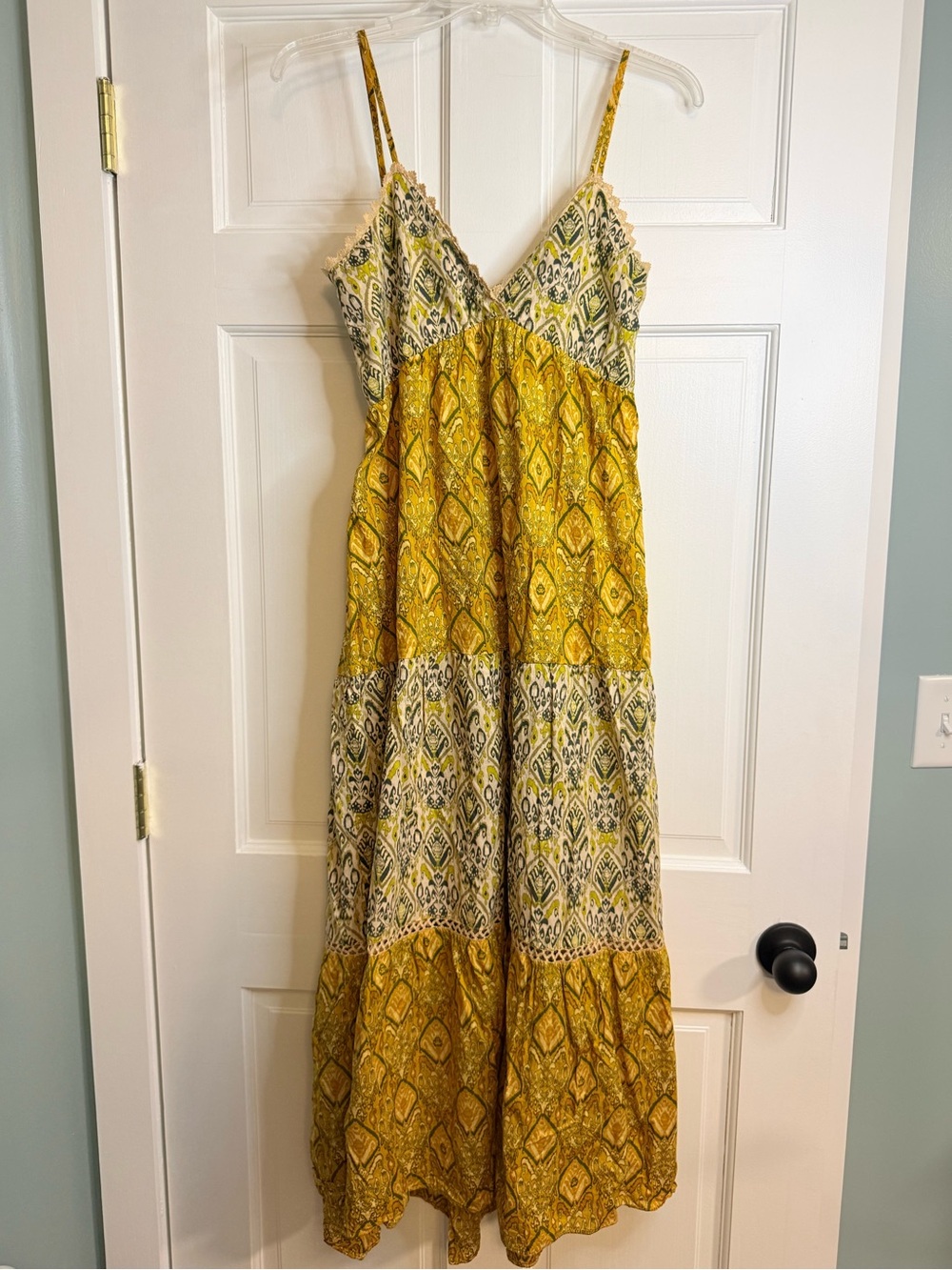 Zara Panelled Printed Tiered Cotton Midi Dress